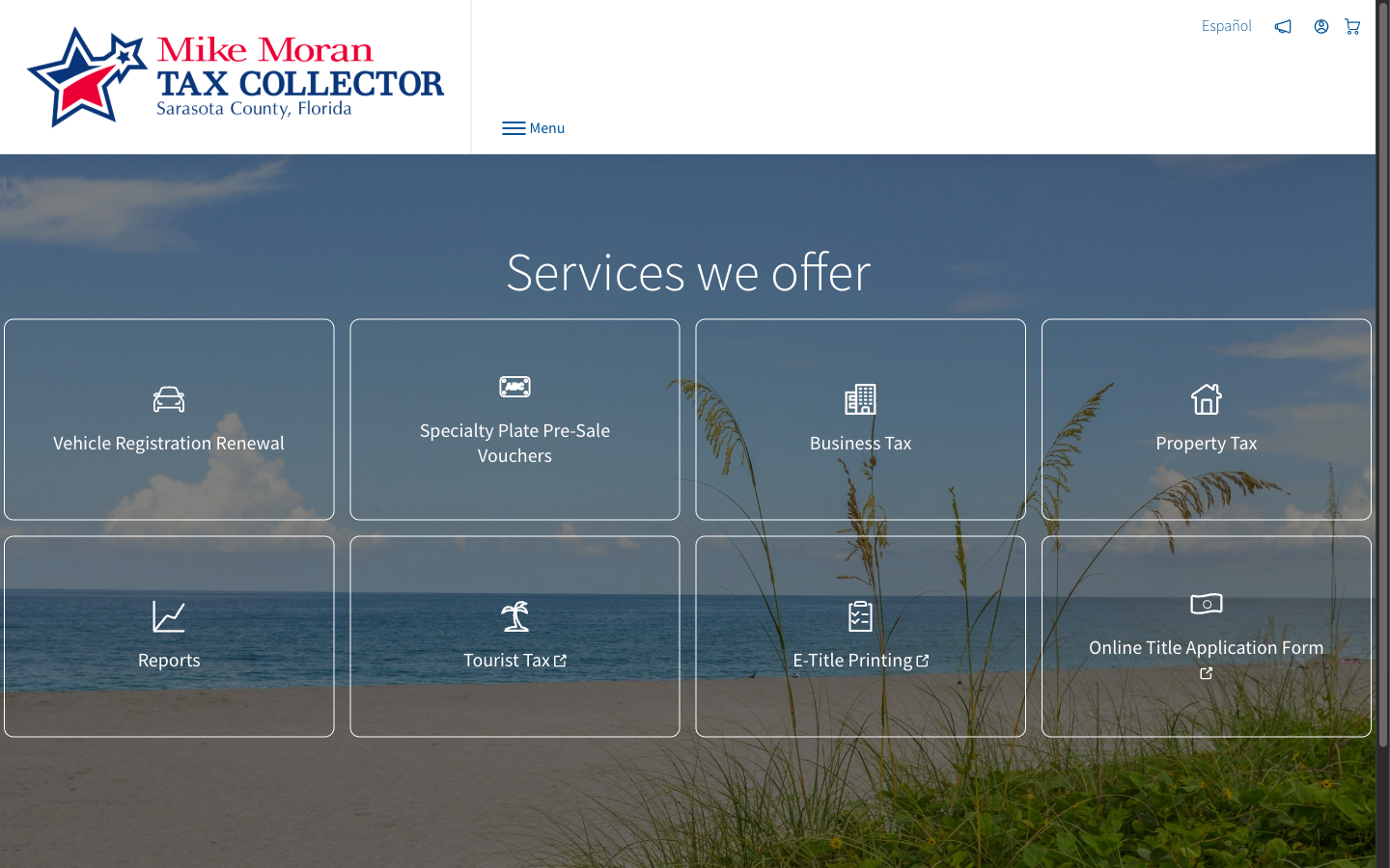 Sarasota collector service tiles, including Property Tax.